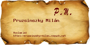 Pruzsinszky Milán névjegykártya