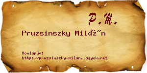Pruzsinszky Milán névjegykártya
